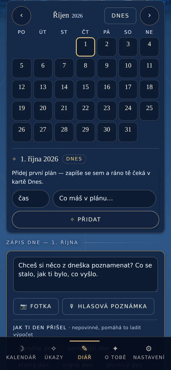 Diář s&nbsp;kalendářem, plánem dne a&nbsp;zápisem s&nbsp;fotkou a&nbsp;hlasovou poznámkou
